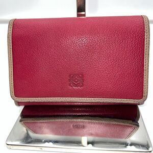 Loewe Lambskin Wallet‎ with Lock on Zipper pull Red and Purple Interior